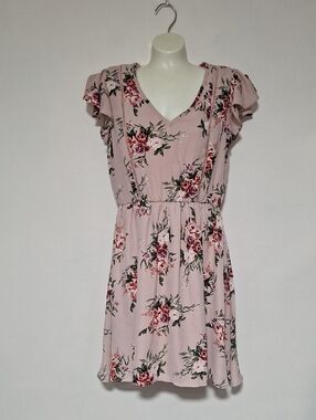 As U Wish Blush Pink Floral Sundress Short Sleeve